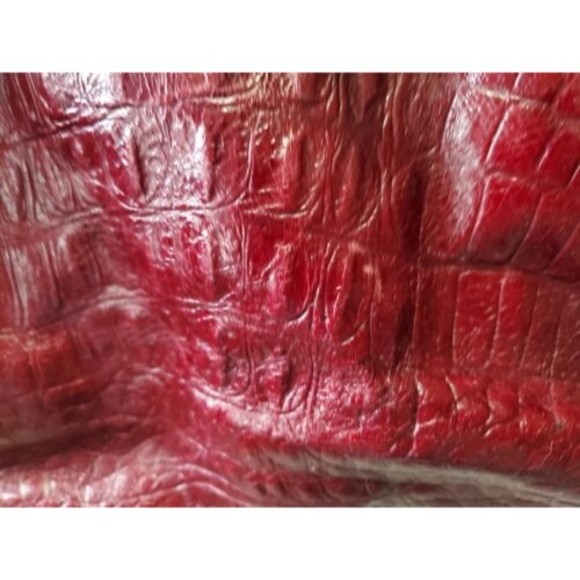 Charles David Red Alligator Leather Hobo Bag Purse Travel Overnight Drawstring - Picture 4 of 16